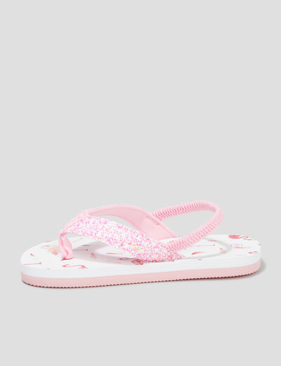 Tongs à brides élastiquée pétales rose fille