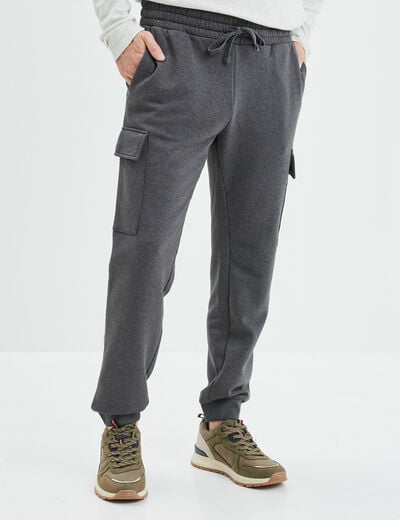 Pantalon jogging cargo poches latérales gris foncé homme