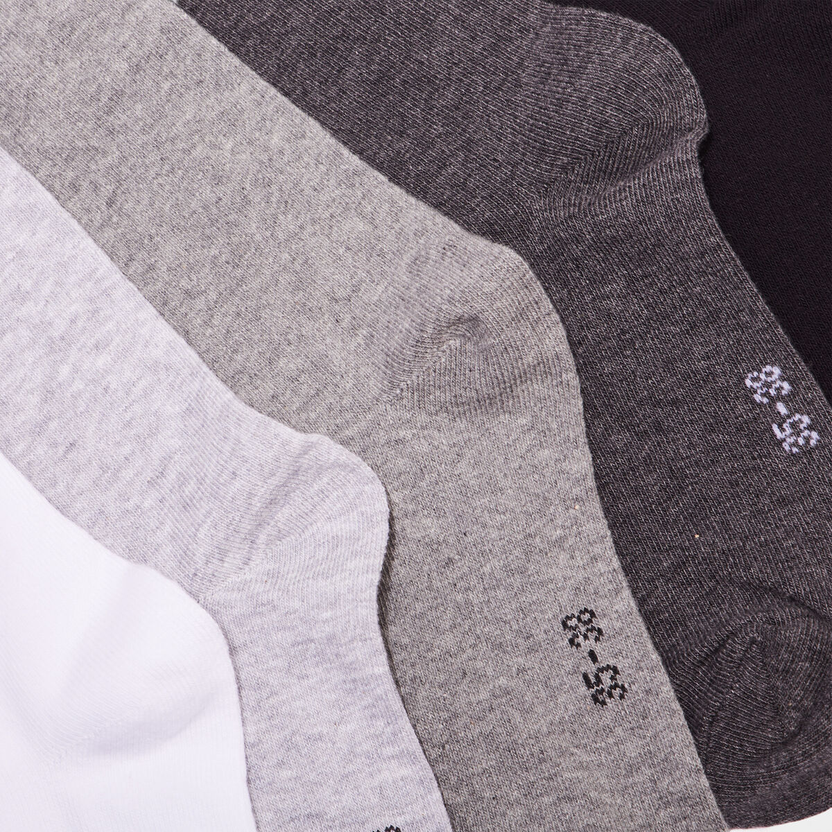 Lot 5 paires chaussettes coton gris mixte