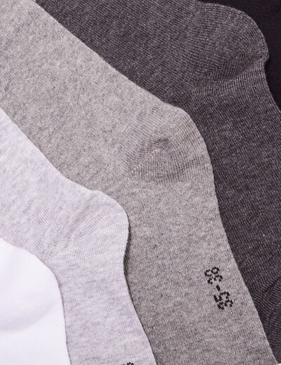 Lot 5 paires chaussettes coton gris mixte
