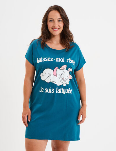 Chemise de nuit Aristochats Marie bleu canard femme grande taille