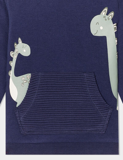 Sweat poche ventrale manches longues bleu marine bébé garçon