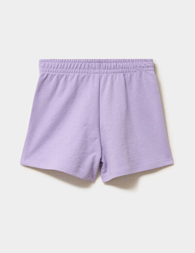 Short molletonn&eacute; taille &eacute;lastiqu&eacute;e mauve fille