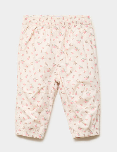 Pantalon jogger doublage coton ecru b&eacute;b&eacute; fille