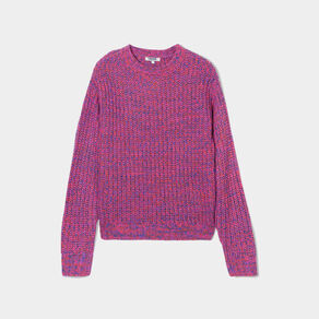 pull cotele col rond et manches longues rose fushia femme Pull côtelé col rond et manches longues rose fushia femme