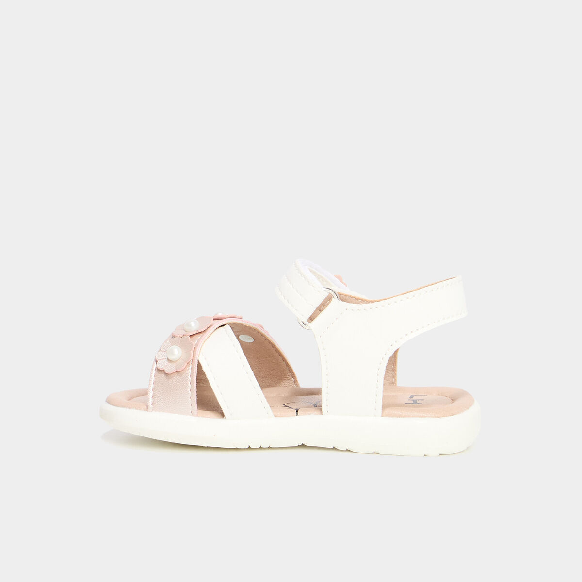 Sandales c&eacute;r&eacute;monie brides fleurs blanc b&eacute;b&eacute; fille