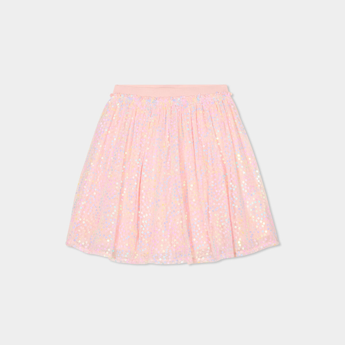 Jupe tulle avec sequins rose clair fille