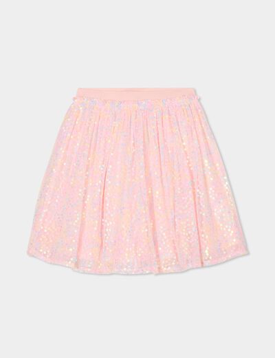 Jupe tulle avec sequins rose clair fille