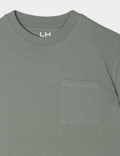 T-shirt oversize 1 poche manches courtes vert kaki garçon