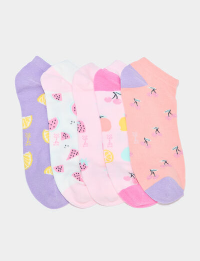 Lot 5 paires chaussettes invisibles multicolore femme