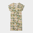 Robe courte col tunisien manches courtes blanc femme