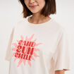 T-shirt droit manches courtes coton rose clair femme
