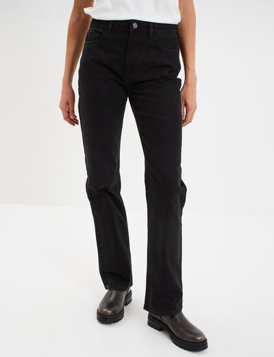 Jeans droit 5 poches coton denim noir femme