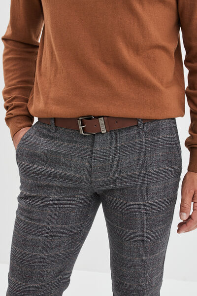 Ceinture avec boucle carr&eacute;e marron homme