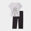 Ensemble pyjama corsaire 2 pièces coton gris clair femme grande taille