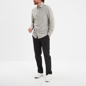 Pantalon chino droit lin mélangé noir homme