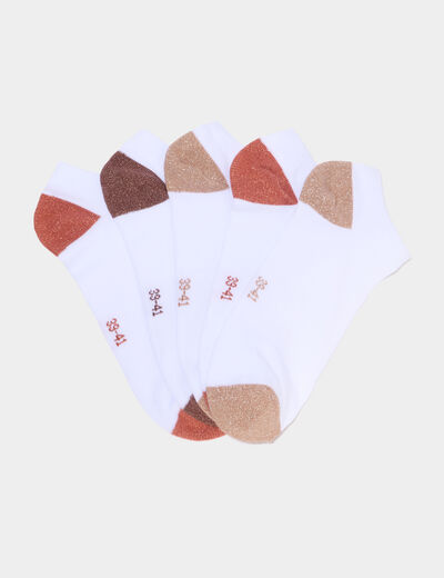 Lot 5 paires chaussettes invisibles blanc femme