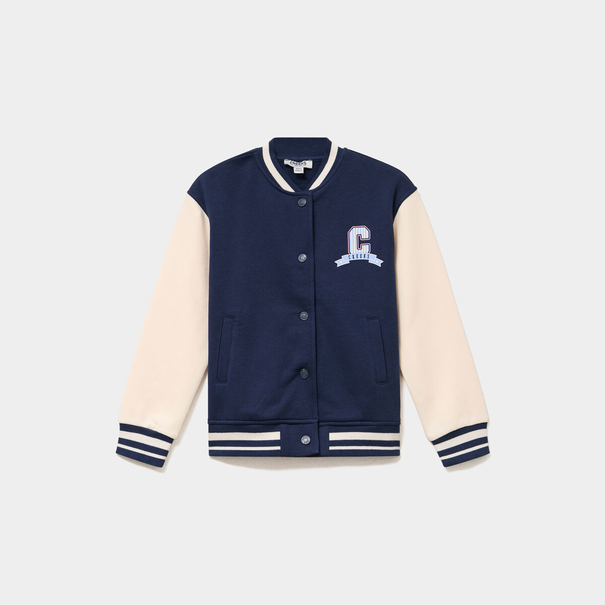 Gilet boutonn&eacute; col teddy bleu marine fille