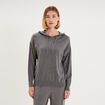 Haut de pyjama hoodie manches longues gris fonc&eacute; femme