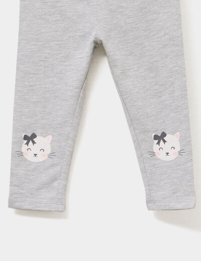 Legging doublé coton gris clair bébé fille