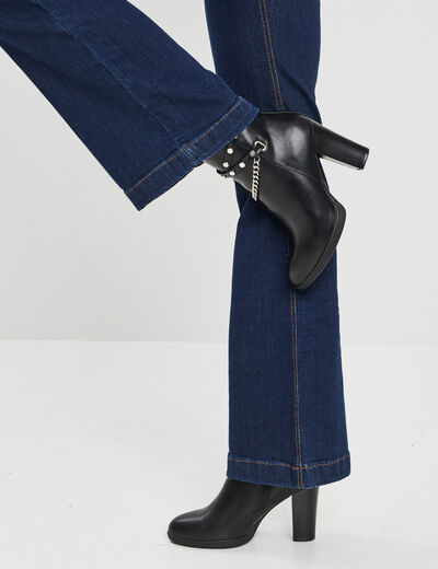 Bottines à talons avec chaînes noir femme