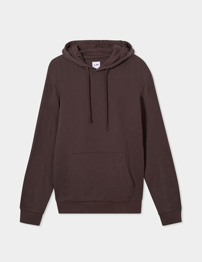 Sweat molleton à capuche hoodie marron foncé homme