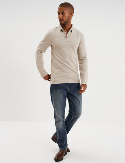 Polo manches longues gris clair homme