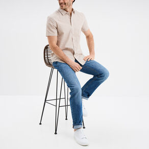 chemise droite manches courtes coton beige homme Chemise droite manches courtes coton beige homme