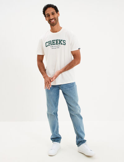 T-shirt droit manches courtes coton blanc homme