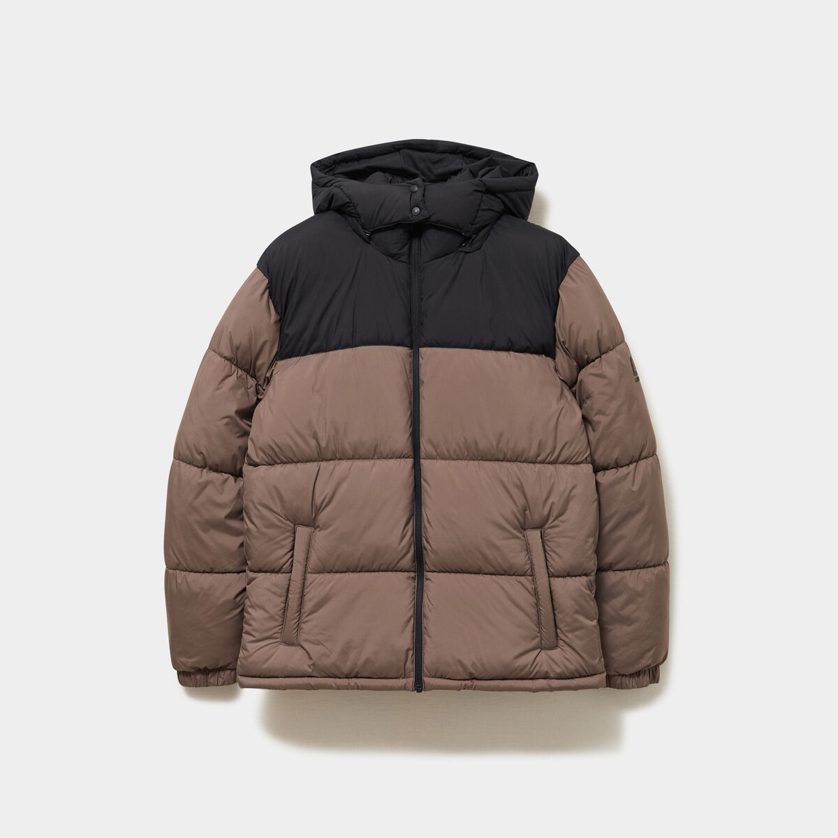 Doudoune d&eacute;perlante &agrave; capuche amovible taupe homme