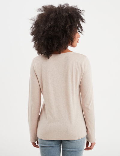 T-shirt manches longues 1 poche Creeks beige femme