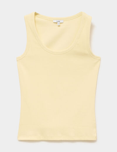 D&eacute;bardeur ajust&eacute; col rond coton jaune clair femme