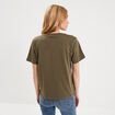 T-shirt col rond manches courtes coton vert kaki femme