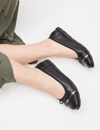 Ballerines crantées détail noeud noir femme