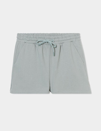 Short de jogging taille élastiquée vert pastel femme