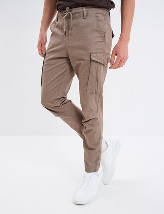 Pantalon cargo slim coton Liberto taupe homme