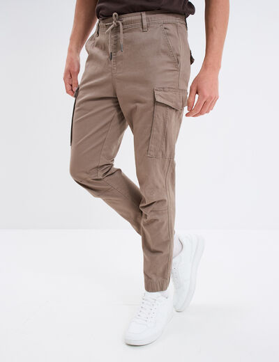 Pantalon cargo slim coton Liberto taupe homme
