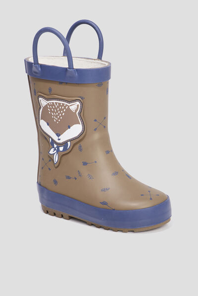 Bottes de pluie avec anses marron bébé garçon