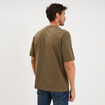 T-shirt col rond coupe relax coton &eacute;pais vert kaki homme