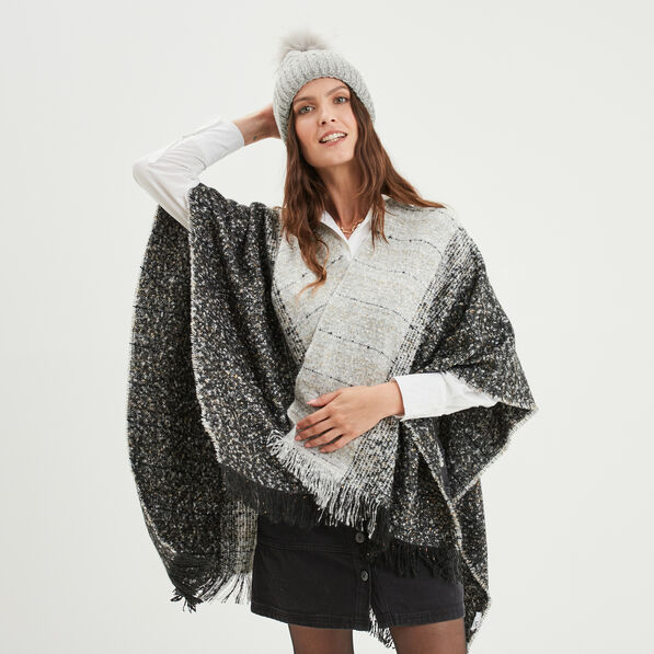 Poncho avec franges multicolore femme