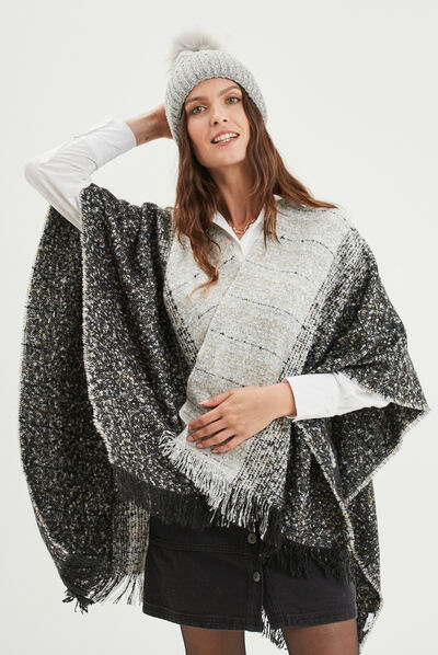Poncho avec franges multicolore femme
