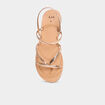 Sandales plates rose champagne femme