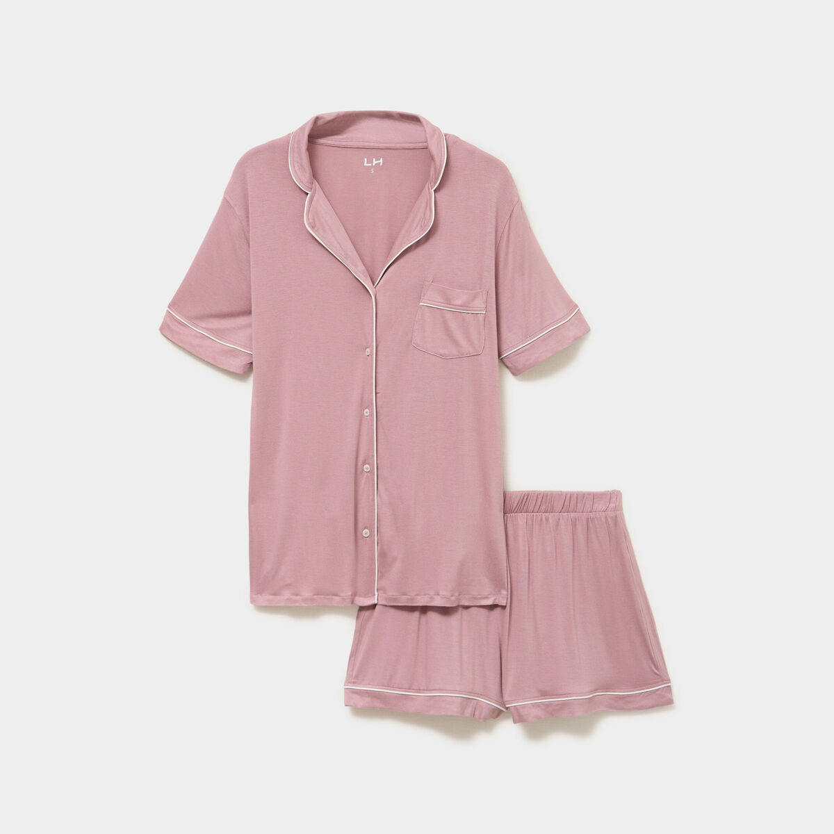 Ensemble pyjama fluide short et chemise mauve femme