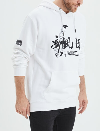 Sweat à capuche hoodie Naruto blanc homme