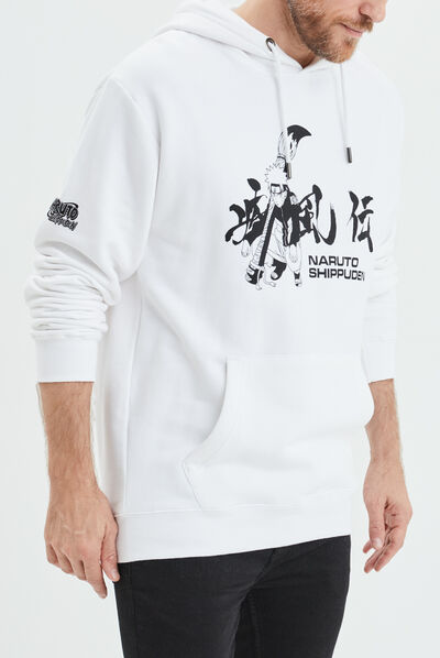 Sweat à capuche hoodie Naruto blanc homme