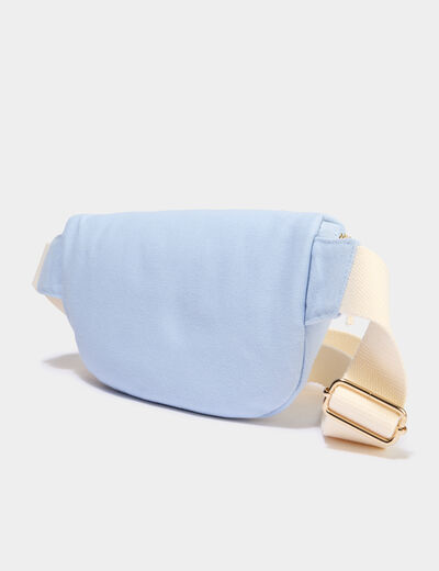 Sac banane bandouli&egrave;re en toile canvas bleu gris femme