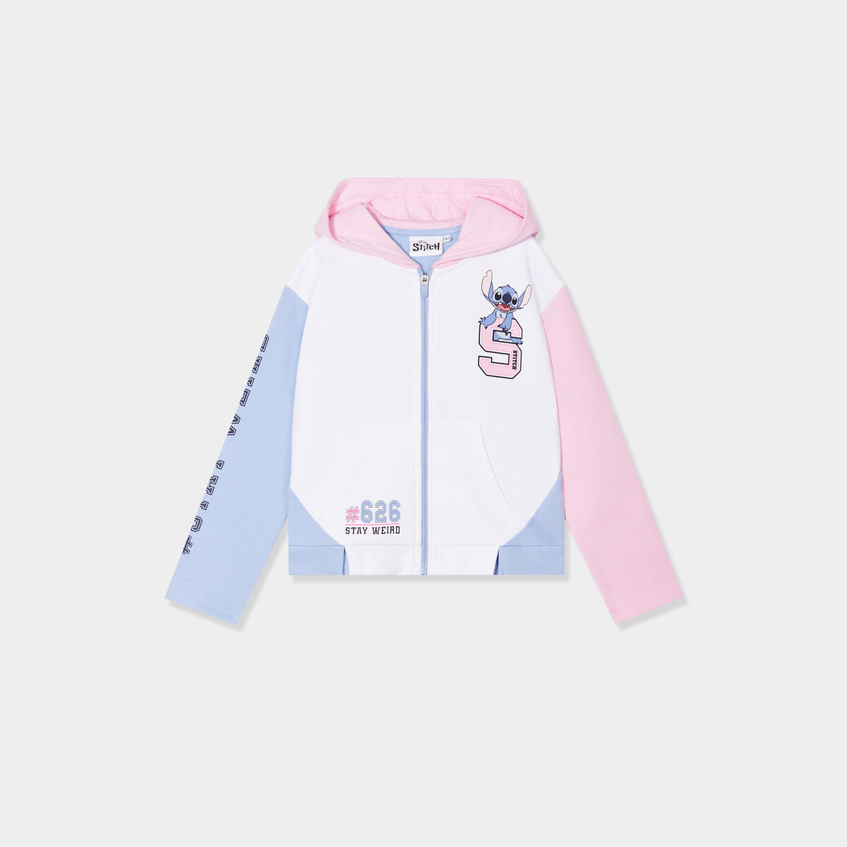 Sweat zipp&eacute; &agrave; capuche Stitch multicolore fille