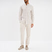 Chemise col mao manches longues coton beige homme