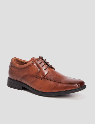 Derbies à lacets à bout carré marron homme