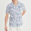 Chemise en coton manches courtes bleu homme